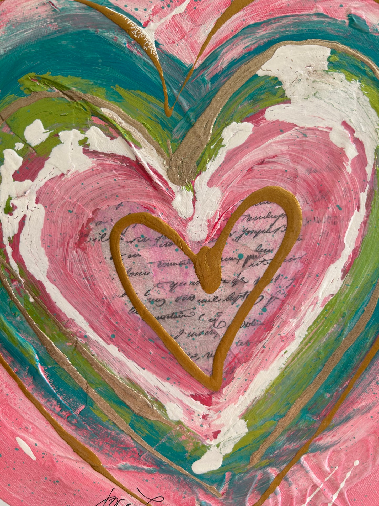 Tableau tondo (circulaire) coeur rose